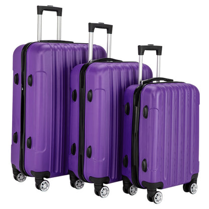 3 Piece Purple Trolley Case Luggage Set