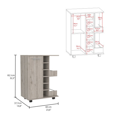 Bar Cabinet with Two External Shelves & a Six Built-in Wine Rack