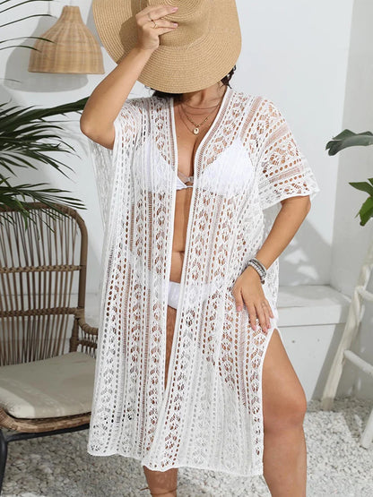 Here to Slay Plus Size White Kimono Bikini Cover Up