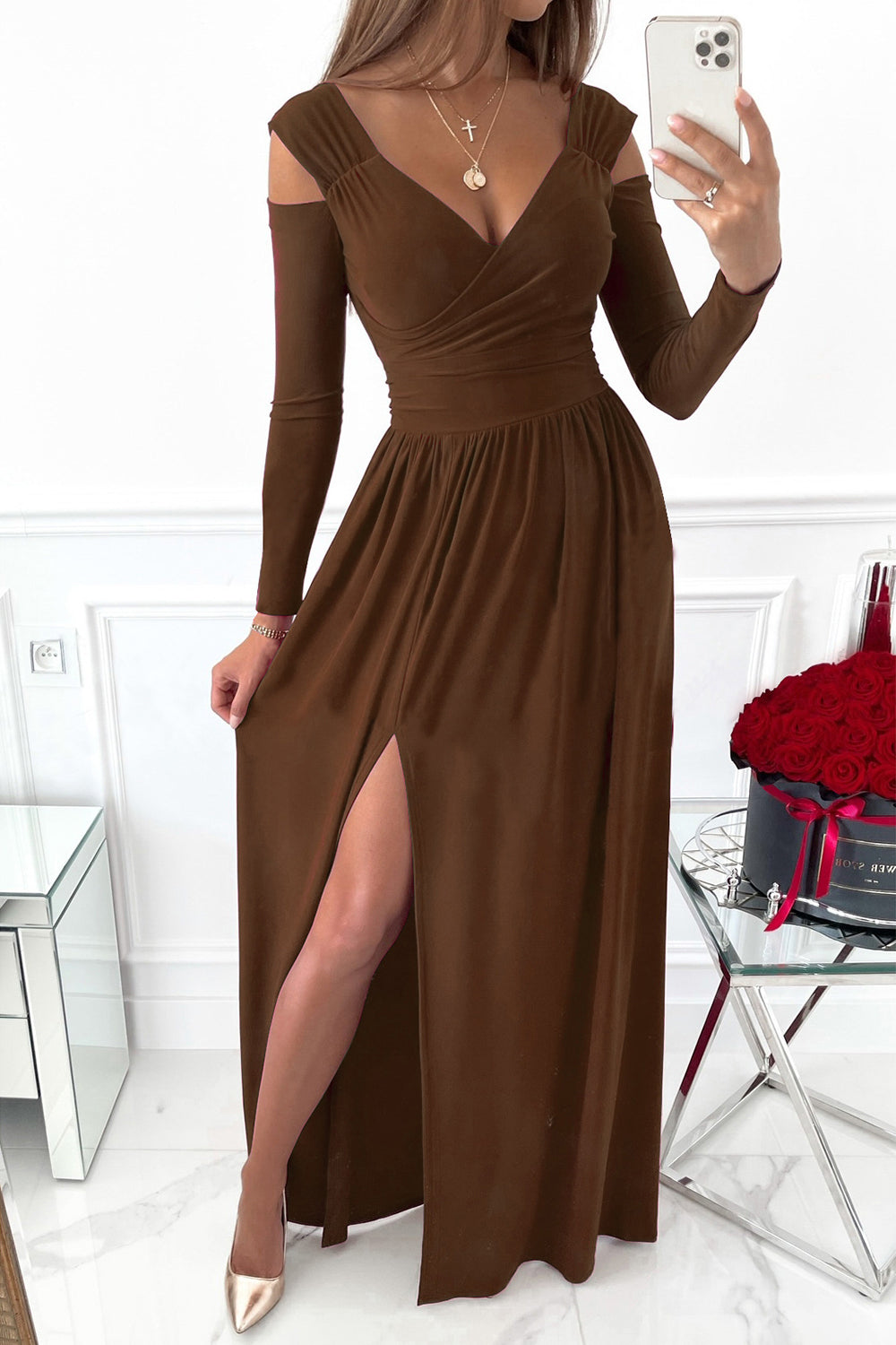 You Better Slay Slit Surplice Maxi Dress