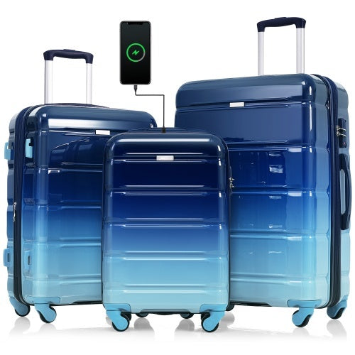 Klassy Exotics 3-piece Luggage Set with USB Port