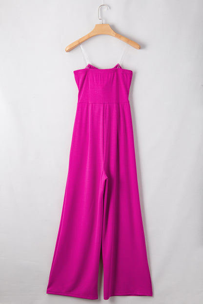 Pink All Over Tied Tube Wide Leg Jumpsuit