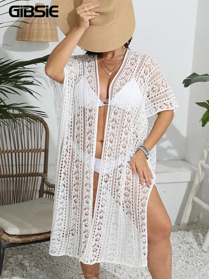 Here to Slay Plus Size White Kimono Bikini Cover Up