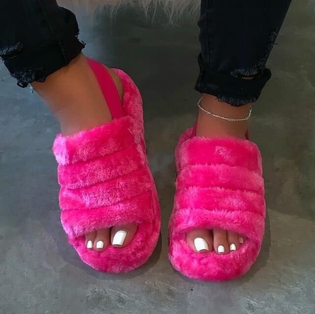 Klassy Swag Open-Toe Plush Slippers