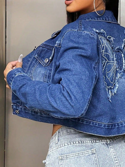 Butterfly Queen Cropped Denim Jacket