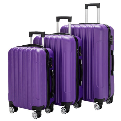 3 Piece Purple Trolley Case Luggage Set