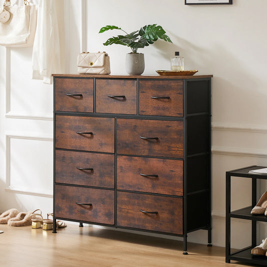 Simply Classics 9 Fabric Drawer Wood Dresser