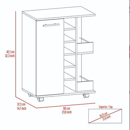 Bar Cabinet with Two External Shelves & a Six Built-in Wine Rack