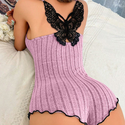 Butterfly Back Lace Strap One-piece Jumper