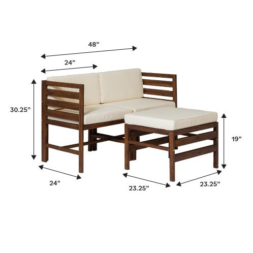 South Beach Contemporary 3-Piece Acacia Wood Patio Set