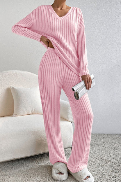 Diva Darlings V-Neck Top and Pants Lounge Set