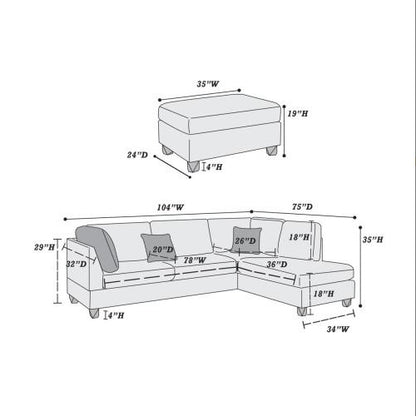 Call Me Queen 3-PC SECTIONAL In Gray