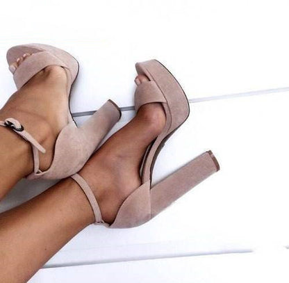 Elevation Suede Chunky High Heels