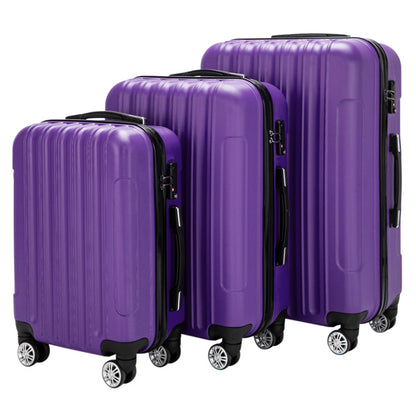 3 Piece Purple Trolley Case Luggage Set