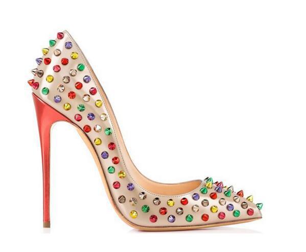 Rainbow Color Studded High Heel