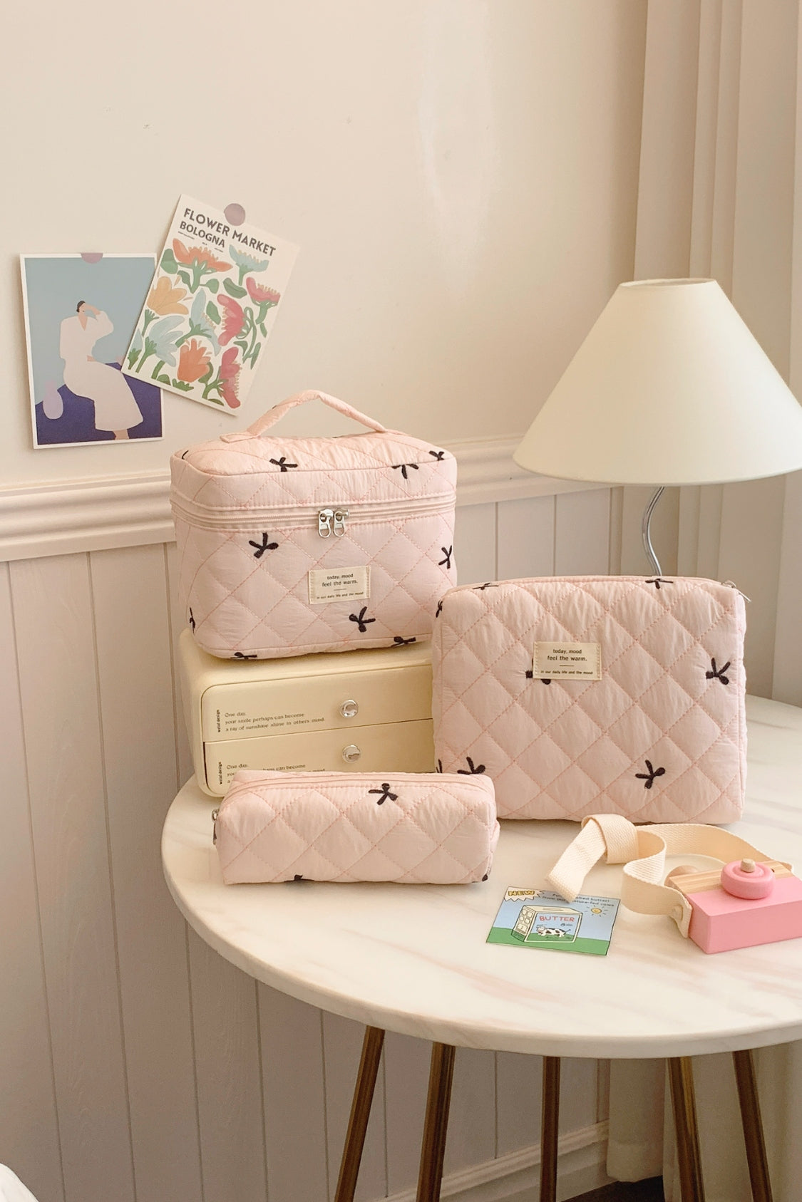 Bonnie Bow Quilted Cloth Storage Bag Set