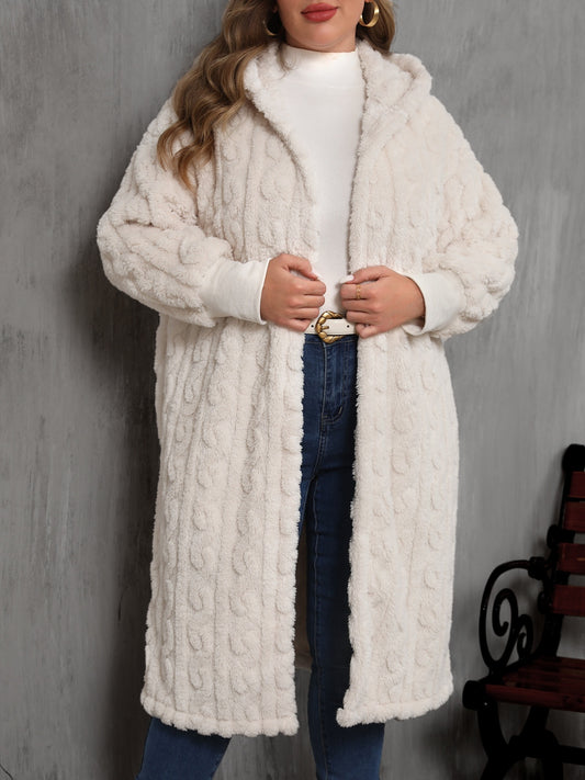 Pretty Mama Plus Size Hooded Plush Coat