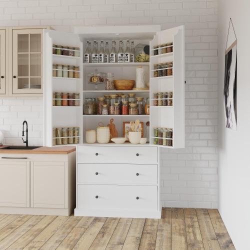 77 Inch Farmhouse Kitchen Storage Cabinet