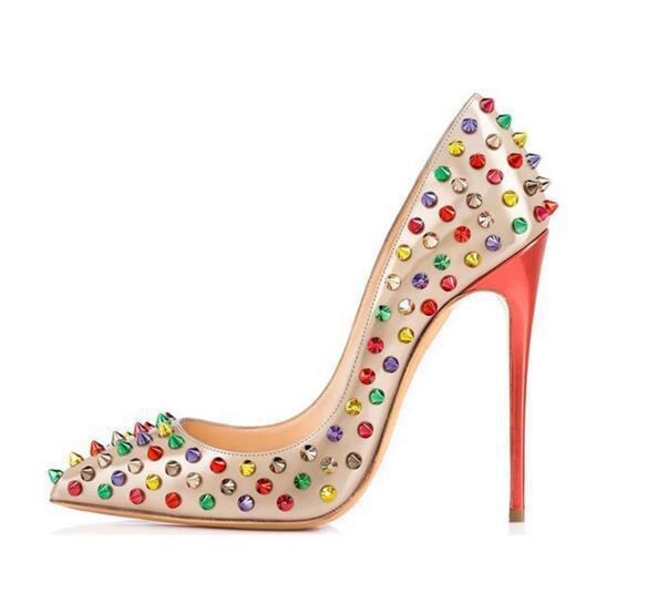 Rainbow Color Studded High Heel