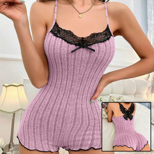 Butterfly Back Lace Strap One-piece Jumper