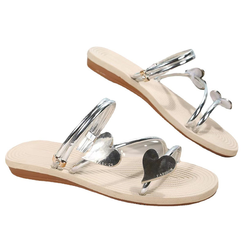 Golden Hearts Flat Sandals