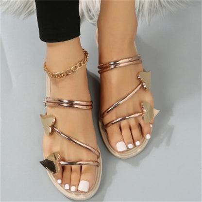 Golden Hearts Flat Sandals