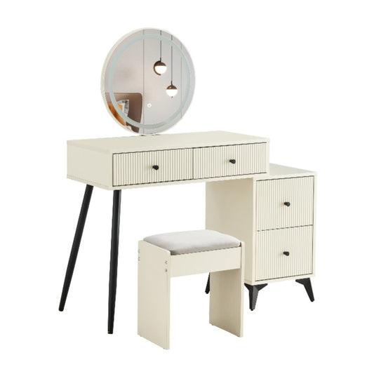 Call Me Queen Makeup Vanity Desk With Round LED Mirror