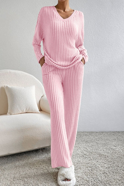 Diva Darlings V-Neck Top and Pants Lounge Set