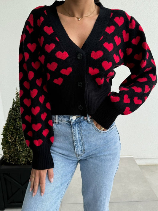 BE MINE V-Neck Cropped Cardigan