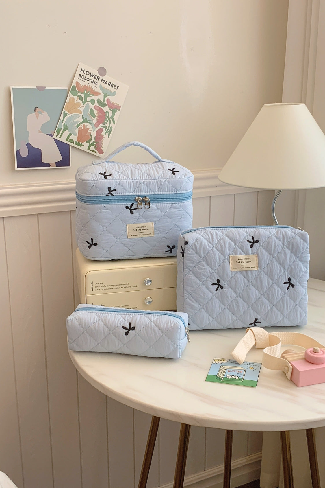 Bonnie Bow Quilted Cloth Storage Bag Set